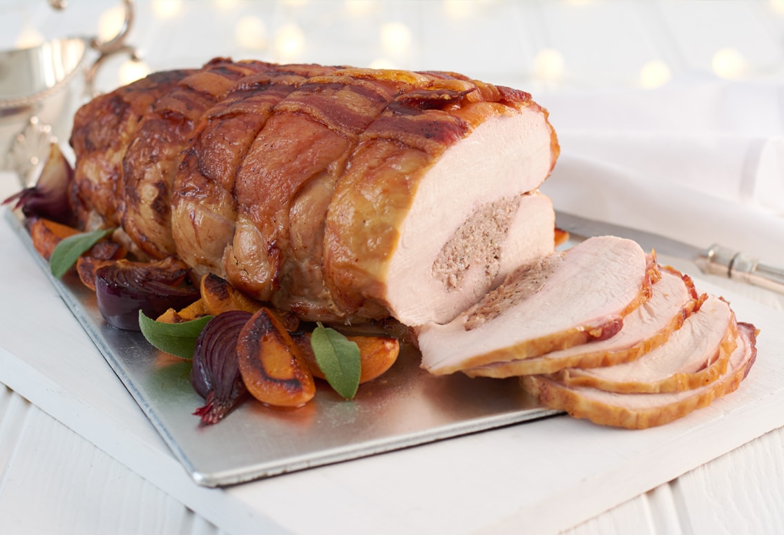 Free Range Boneless Turkey Breast (Stuffed / Bacon Lattice)