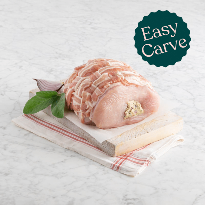 English Stuffed Boneless Turkey Breast Wrapped in Bacon
