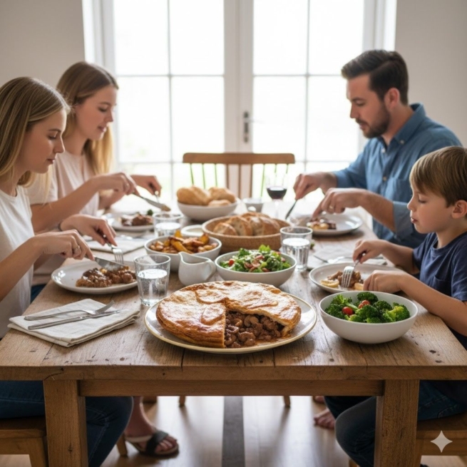 Steak, Red Wine & Mushroom Pie